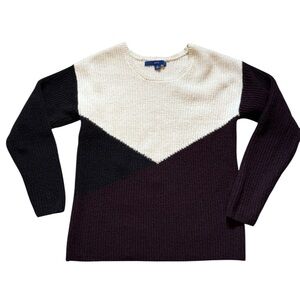 Apt. 9 Colorblock Black,‎ Purple and Cream Sweater